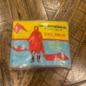 Vintage Henry Sherman & Co. Vinyl Poncho w/ Original Packaging – Multi-Use Rain